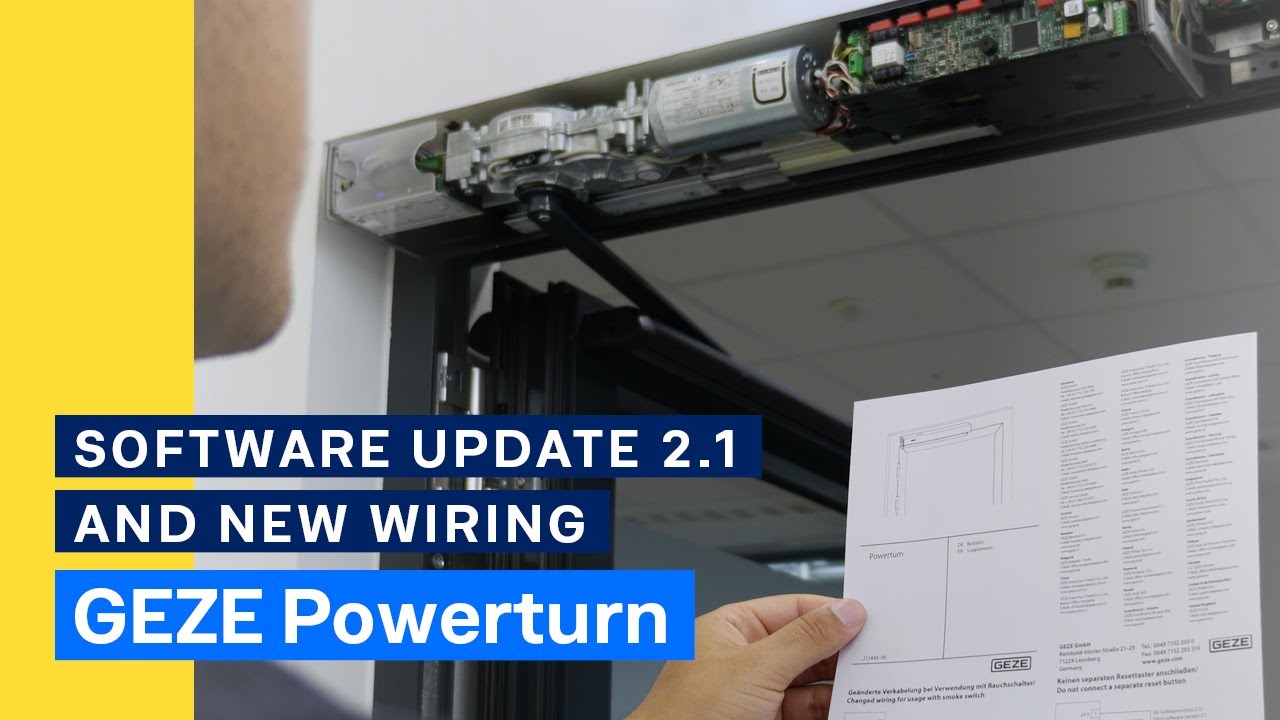 GEZE Powerturn | New wiring & software update 2.1 | Automatic swing door drive | English